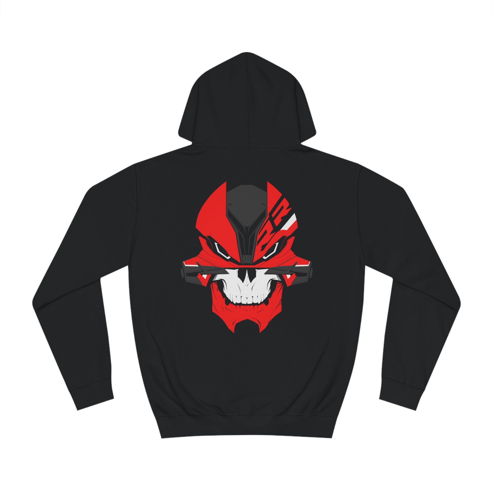 back of hoodie with red graphic