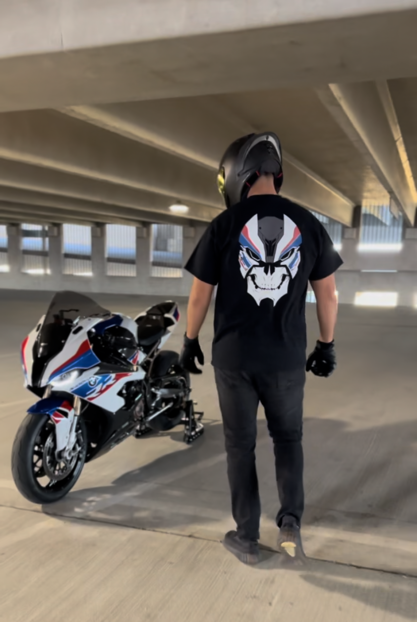 bmw s1000rr skull t-shirt model video