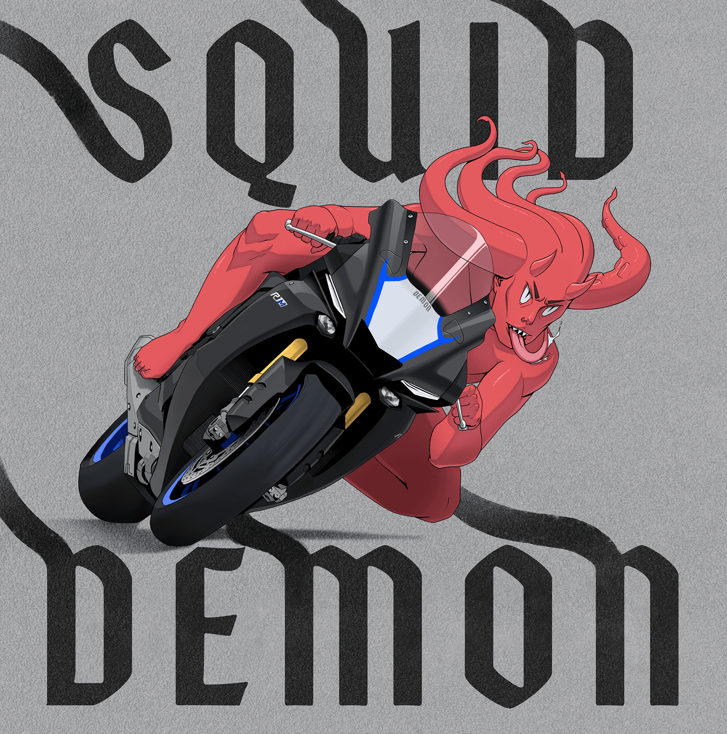 Squid demon yamaha r1 sportbike motorcycle t-shirt graphic